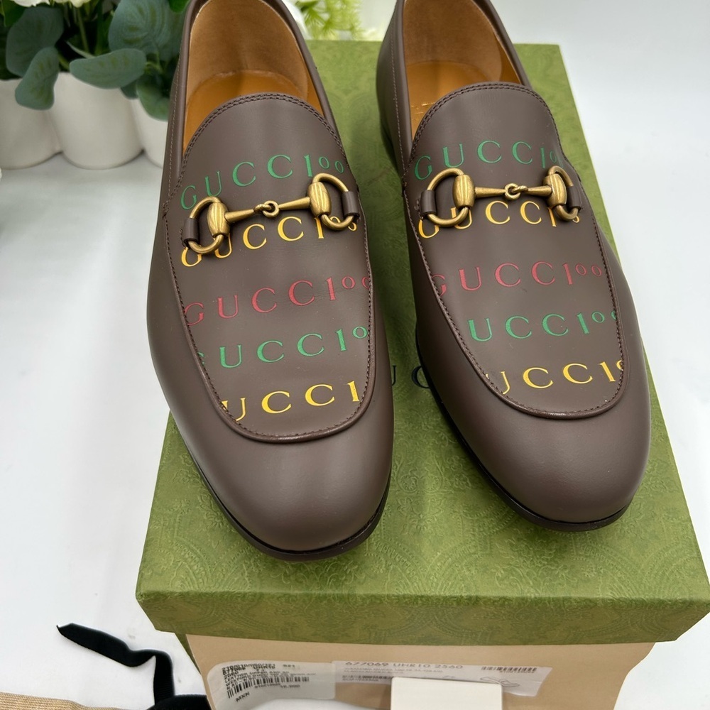 Men's Gucci JORDAAN horse bit 100th anniversary, Leather loafers 7.5 fits 8.5 US - Picture 2 of 10
